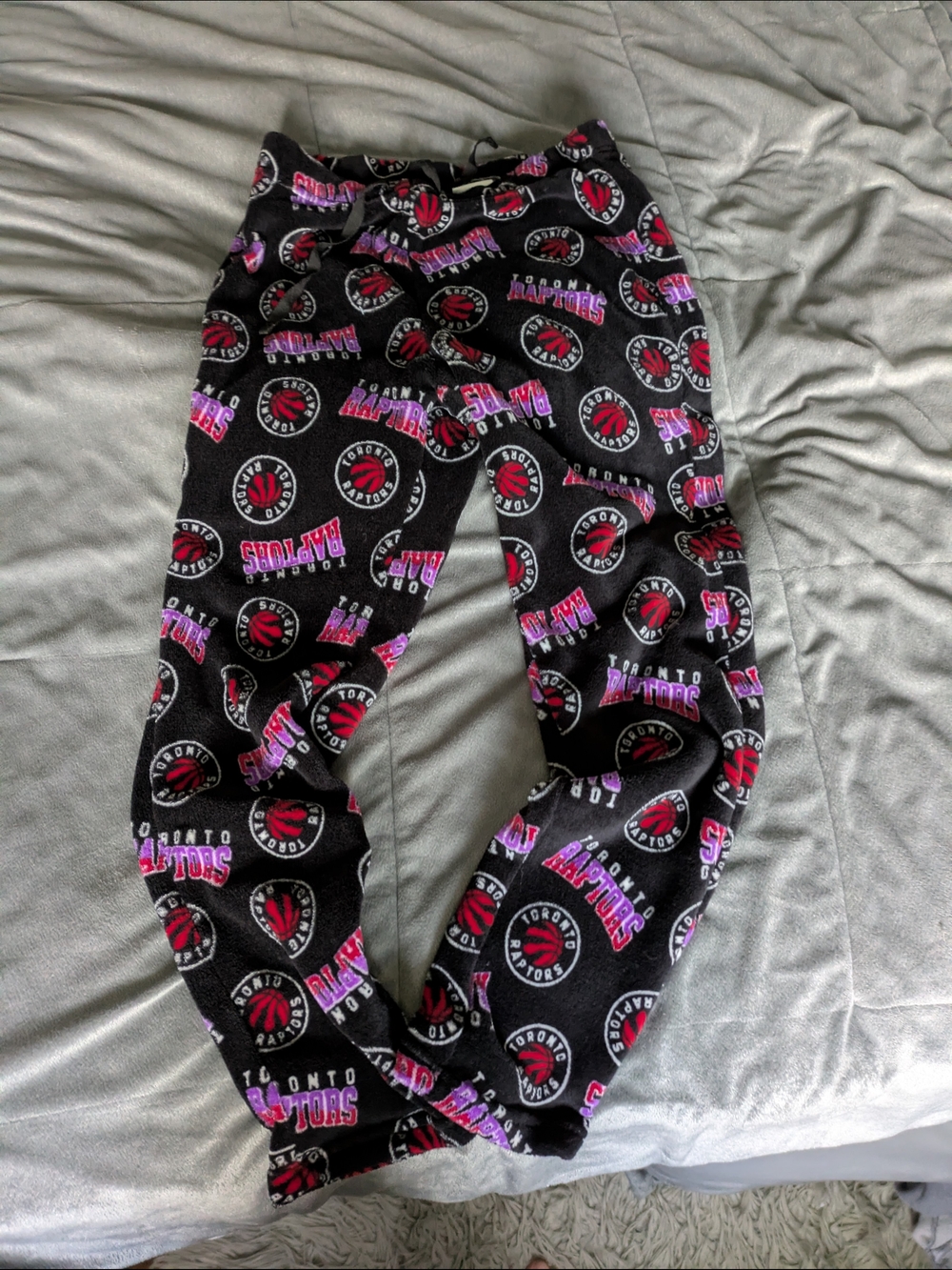 NBA Kids Black Sweatpants with Red & Pink Raptors Logos